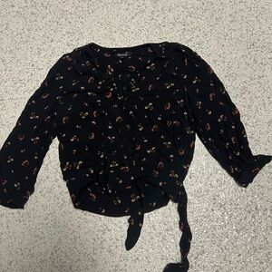 Madewell Black Floral Blouse